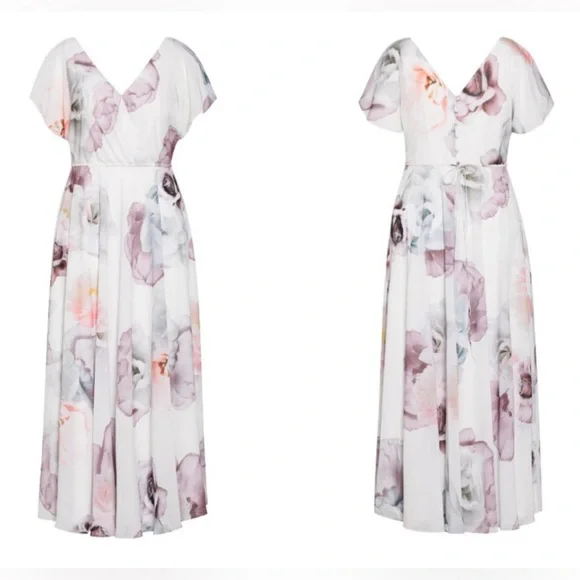 CITY CHIC Bella Rosa Ivory Maxi Dress Size 16 - Picture 2 of 11